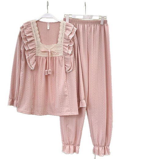 Bunte Edelsteine ​​Frühlings- und Herbst-Pyjamas Frauen langärmelige Strickjacke dünne süße Spitzenspitze-Kleidung KYX-X9904 GRAY 170 M