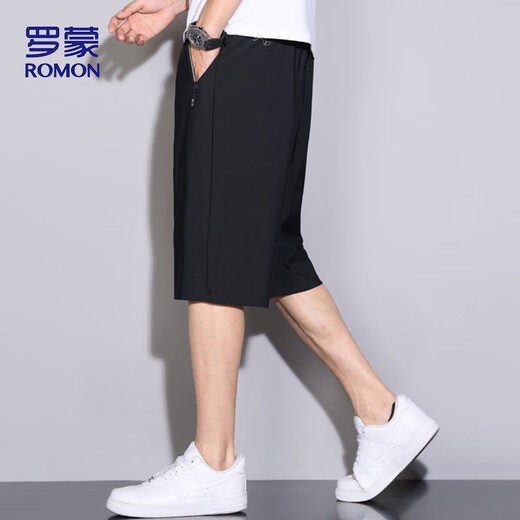 
ROMON (ROMON) sports shorts men's summer breathable thin loose casual running beach pants cropped pants ZH9877 black 4XL