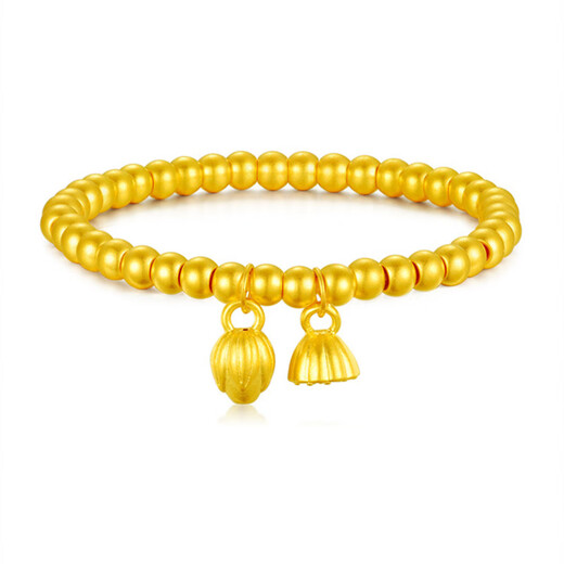 Allied 999 Pure Gold Two Worlds Happy Bracelet Women's Ancient Method Gold Heritage Small Gold Beads Lotus Peng Pure Gold Bracelet Two Worlds Happy Bracelet About 2.5 grams