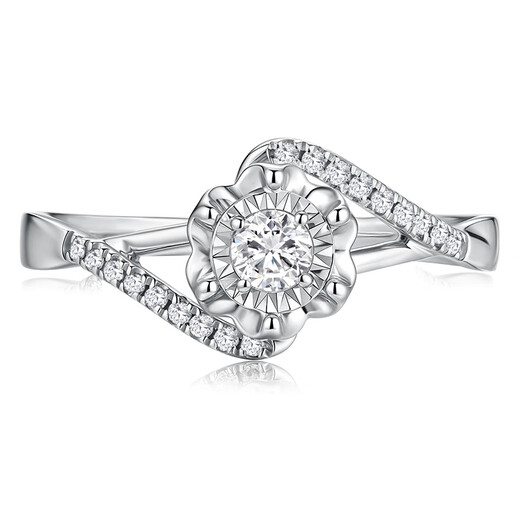 Magic Spot Diamond Ring Natural Diamond Proposal Ring Women's Flower of Love Twisted Arm 18K Gold Small Fractional Diamond Group Set Natural Diamond Ring + Exquisite Packing Box Please contact customer service for details