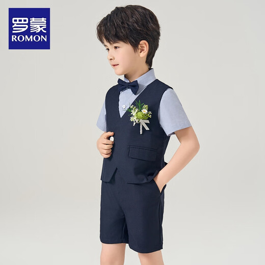 罗蒙儿童礼服男童毕业套装英伦风男宝周岁生日宴会西服花童演出服140