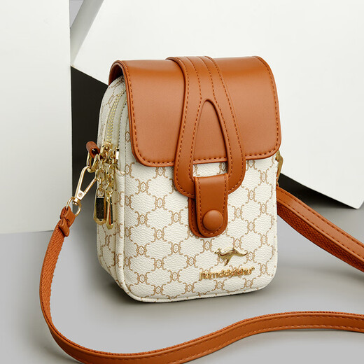 Jiemo [1159 Rückkauf] Kleine Tasche 2025 Neues Mode-Mobiltelefon-Tasche Mini Crossbody Tasche VERSATILE MULTI-LAYER KJ BROWN