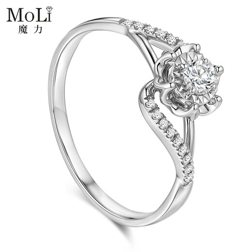 Magic Spot Diamond Ring Natural Diamond Proposal Ring Women's Flower of Love Twisted Arm 18K Gold Small Fractional Diamond Group Set Natural Diamond Ring + Exquisite Packing Box Please contact customer service for details