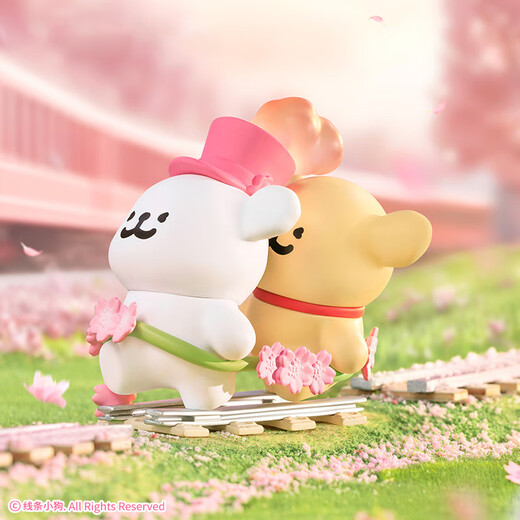 名创优品（MINISO）线条小狗浪漫樱花系列盲盒手办桌面摆件玩具生日礼物女 单盒