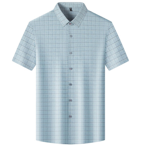 Chiarmania ke Sommer Mulberry Seiden-Männer kurzärmeliges Hemd markless modisches Fashion Plaid kostenlosem Bügelhemd Trend rot 1gr-3519 Dicke Plaid-Kurzärmel-Hemd rot l 170
