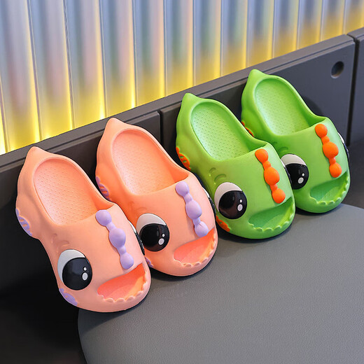 Cute children's slippers for boys 2025 new summer baby girl indoor bath non-slip boys' slippers for outer wear orange (upgraded environmentally friendly material) 12 230 yards (inner length 22CM suitable for sizes 36-37)