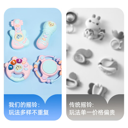 Baby toys 0-1 year old baby hand-patter drum music rattle infant educational toys [upgraded model * battery version] beaded drum