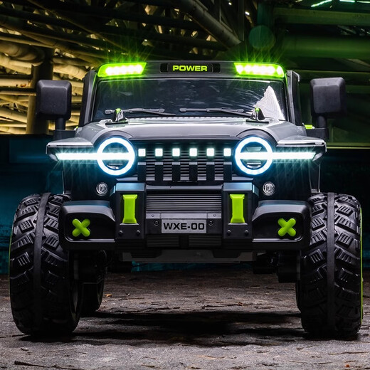 Zhouke Tank 500 children's electric vehicle four-wheel off-road vehicle adult two-seater baby remote control parent-child car gray dual-drive remote control + self-driving + 12V4.5A battery + electric drive