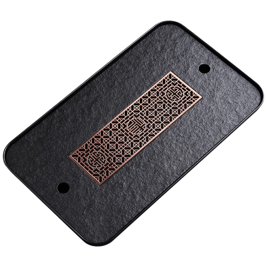 Shangyanfang natural black gold stone tea tray with drainage and water storage small household kung fu tea set simple tea tray dry brewing tea table