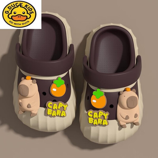 G. Duckkids Kapi Barra Cartoon Chaussures de trous pour enfants non glissa à l'extérieur Wear Boys and Girls 2025 Nouveau sac de sandales Toe 8668 KAPI / KAKI BROR