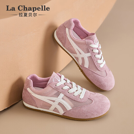 
La Chapelle women's shoes soft sole comfortable German training shoes for women 2025 new summer thin mesh breathable versatile casual flat shoes pink XXE6625-2 37