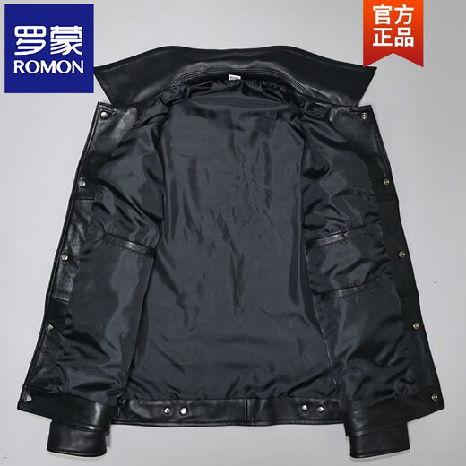 ROMON Light Washed Distressed First Layer Genuine Sheep Leather Jacket Men's Slim Short Youth Casual Lapel Denim Jacket Jacket Yang Light Wash (Single Style) Regular M Size Recommended 90-119 Jin Jin is equal to 0.5 kg