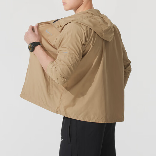耐克（NIKE）男梭织快干运动套装 杏茶色薄款夜跑健身训练服潮流时尚休闲衣裤 DD4747-297连帽夹克外套 2XL