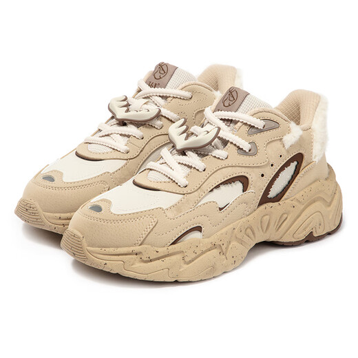 361 Sports shoes for women winter velvet retro snow boots thick sole casual dad cotton shoes women 682446704B-3