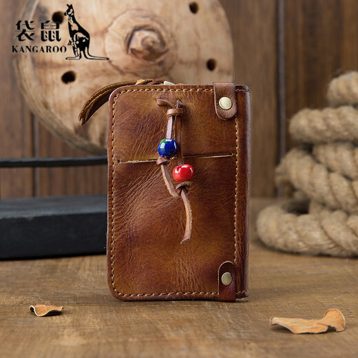Kangourou (Kangourou) Sac clé en cuir authentique masculin grande capacité Vegetable Tanned Cowe Cow Hide
