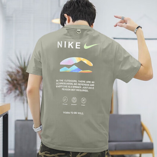 
Nike (NIKE) men's summer new sportswear printed short-sleeved training casual loose breathable round neck half-sleeved T-shirt HF6172-053 L