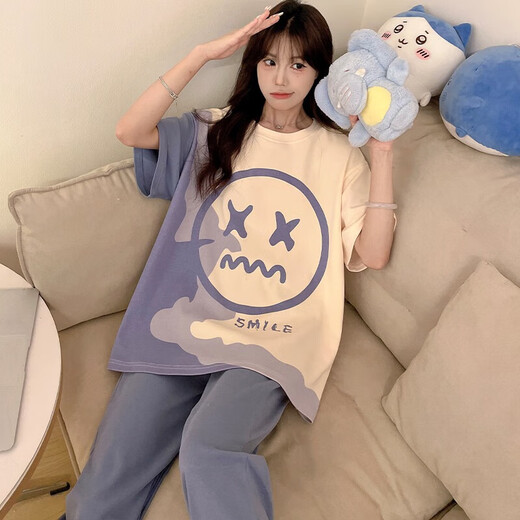 Junjunsui Dimei Pajamas para mujeres Pantalones puros de algodón puro Pantalones de manga corta Spring y otoño Gran tamaño 200 Jin [Jin equivale a 0.5 kg] Summer Student Student Clothing Conjunto de ropa a corta duración de longitud 671 Dingdang Cat 2xl grande (150-170 Jin [Jin es igual a 0.5 kg])