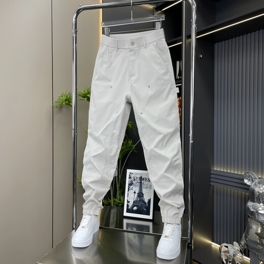 Fertisson Mengs Arbeitshose für Herren Sommer dünne komfortable High-End-Hose Casual Hosen Trendy Lose Binding Herrenhosen 692 Black 29 (Empfohlen 90-105 Jin [Jin gleich 0,5 kg])