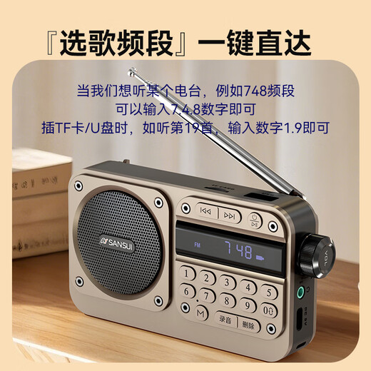 SANSUI M31 Elderly Radio Elderly Charging Card Music Player Mini Speaker Portable Walkman FM Radio Audio Bluetooth Speaker Gray