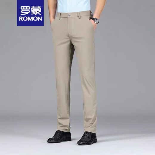 
ROMON (ROMON) summer men's casual pants men's ice silk thin style middle-aged high-end new straight-leg business suit trousers SKL-16761 black [summer thin style] 29 waist circumference two feet two