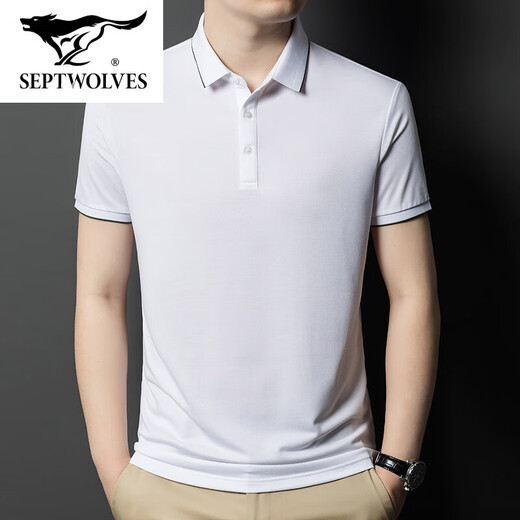 Sieben Wolves Offizielles Flaggschiff Sommer mittleren Alters mit dem atmungsaktiven T-Shirt Casual Polo-Hemd kurzärmelig.