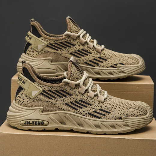 Changxiang Huili Schuhe Herrenschuhe Sommer Neue vielseitig atmungsbezogene lässige Fliegende Mesh Sneakers Herrenleichter Nicht-Schlupf-Laufschuhe FH-9225 Brown 40