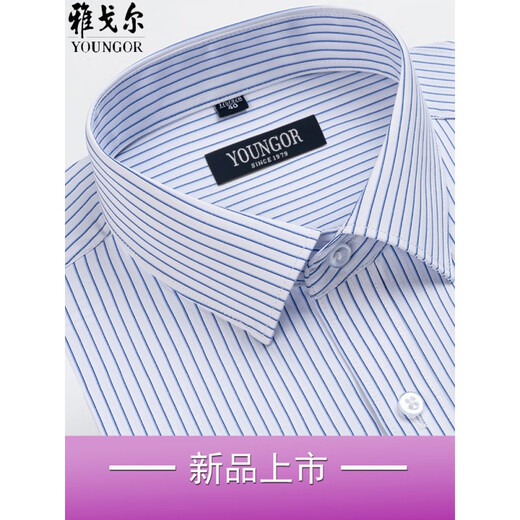 雅戈尓长袖衬衫男士2025新款中年休闲高端免烫纯棉条纹休闲衬衣服 6621 38 建议【70-95斤】