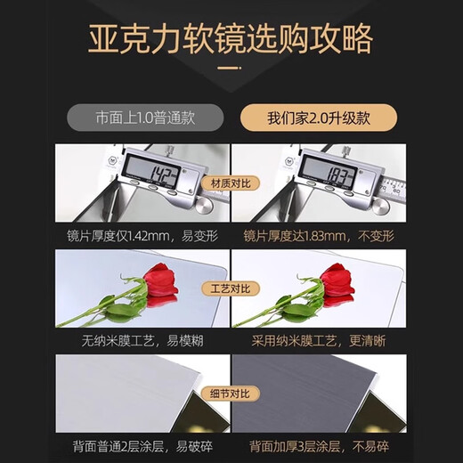 多益美亚克力软镜子贴墙自粘穿衣镜全身家用粘贴试衣镜高清镜面墙贴 40*150cm小熊款-高清呈像不变形