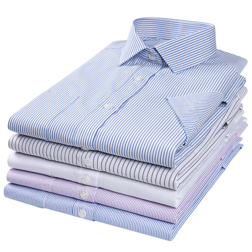 Gy Yager Neue Sommer Business Professional Workwear Casual White Solid Color Herren Stripes Plus Size Customized Longleved Shirt Short Sleeve 4203 Weiße und blaue Streifen 40 175/92A etwa 135-150Jin [Jin entspricht 0,5 kg]
