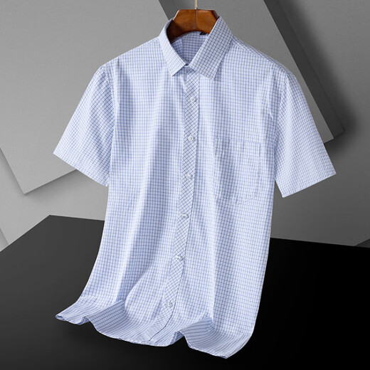 
MONTAGUT 2025 high-end brand men's short-sleeved shirt middle-aged business DP pure cotton formal wear professional workwear free solid color lining DX6636 45