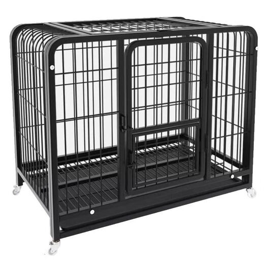 Dog cage small dog indoor stainless steel cage with toilet Shiba Inu Corgi pet cage dog fence thick and reinforced 96#956479cm classic black