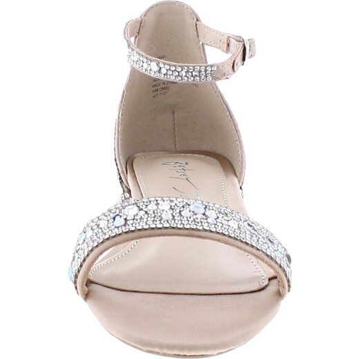 Betsey johnson girls sparkling diamond sandals elegant bridesmaid shoes comfortable heels round toe design champagne color 2 Little Kid