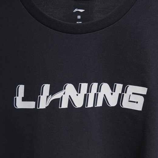 Li Ning pure cotton short-sleeved men's 2025 summer new T-shirt round neck comfortable simple versatile sports and casual half-sleeved black-1 AHSU829-1 M