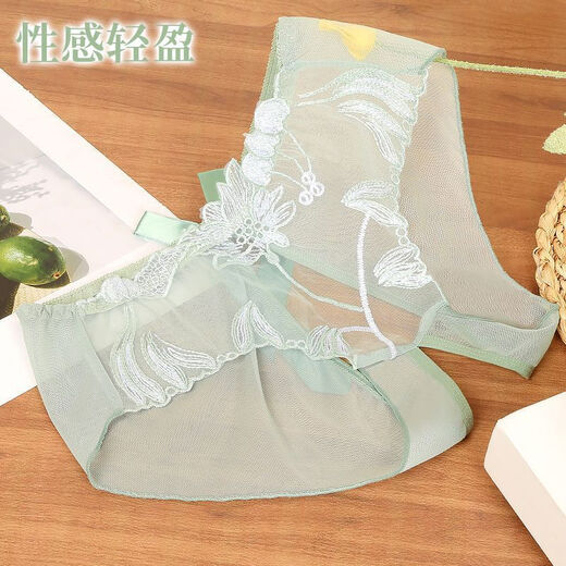 TULX莫代尔情趣开裆内裤女士花卉刺绣性感内裤纯欲网纱免脱三角丁字裤 838白色+紫色+红色 M