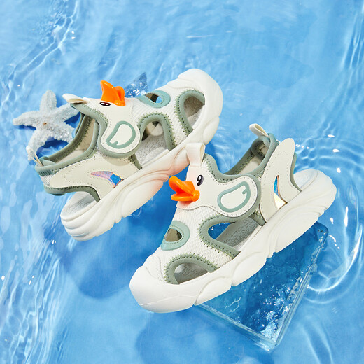 
B.Duck little yellow duck children's shoes children's sandals summer head-packed baby shoes boys and girls sports beach shoes 3927 beige 27
