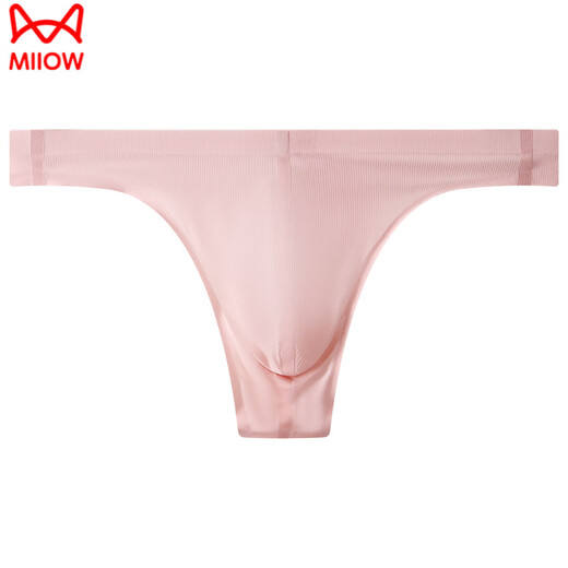 MiiOW boys' underwear low-waisted sexy thong men's ice silk seamless elastic pure desire U convex close-fitting singlet pink M recommended 90-110Jin Jin equals 0.5 kg