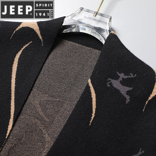Jeep Spirit Strick-Strickjacke für Herren Frühling und Herbst 2025 Neue Stil Außenbekleidung Pullover Trendy Casual Thin Herbst Top We9926 Khaki XL (ca. 100-120 Jin [Jin gleich 0,5 kg] tragbar)