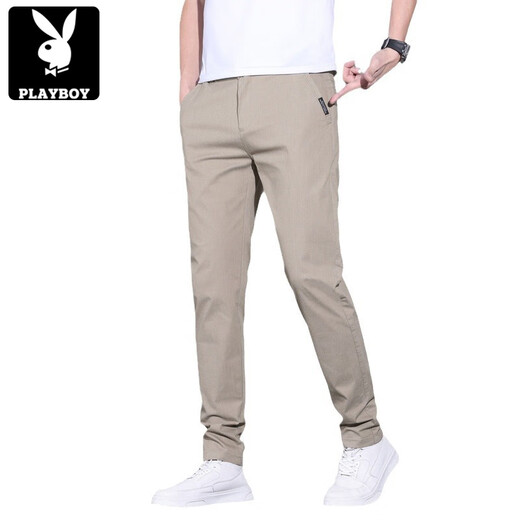 Playboy (Playboy) Sommer Dünne Männer lässige Hosen loser gerades koreanischer Stil elastischer High-End Light Business Hosen vielseitige trendige Hose 838 Schwarz und Grau 32 (Empfohlen 130-140jin [Jin gleich 0,5 kg]))