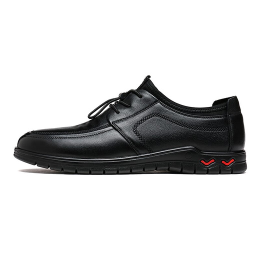 Foot Dragonfly Flagship Store Lederschuhe Herbst neue Stil Schuhe Vielseitige trendige Top-Sport-Schnüre-up-Weichleder-Lederschuhe Schwarz WTA12127 38 38