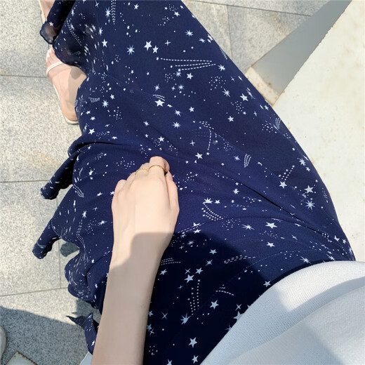 皮尔卡丹系带鱼尾长裙民族风泰国旅游裹裙高腰荷叶边碎花雪纺一片式半身裙 酒红色6636 均码