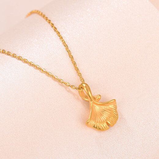 Taijufu Pure Gold 3D Hard Gold Pendant and Necklace 999 Pure Gold Jewelry Gold Gift for Girlfriend Gold Ginkgo Pendant Single Pendant