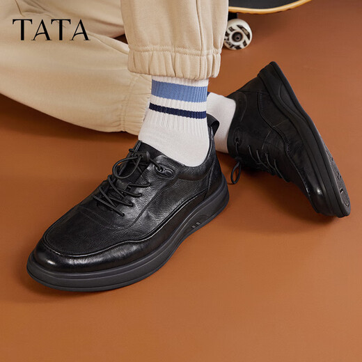 他她TATA英伦商务休闲皮鞋男季VXQ01CM3 黑色 40