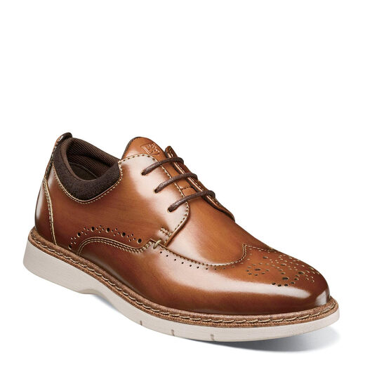 Stacy Adams Boys Synergy Wingtip Lace, Cognac Cognac 7 Older