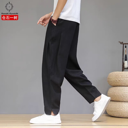 Cangishi Kazuki Cangishi Kazuki модные повседневные брюки мужские летние тонкие модные свободные льняные брюки большого размера универсальные брюки из хлопка и льна кремового цвета XL 140-160Jin Jin равен 0,5 кг