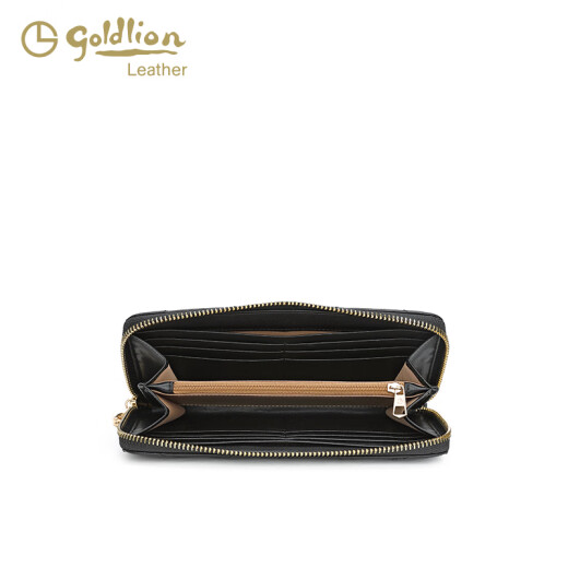 GY goldlion金利来长款女士钱包2025新款时尚拉链手拿包多卡位大容量零钱包潮 黑色