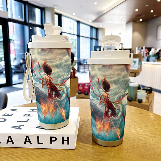 膳魔师哪咤保温杯316不锈钢水杯子敖丙敖光哪吒魔童闹海学生大容量吸管 BZ1098陈-奶霜白316不 530ml