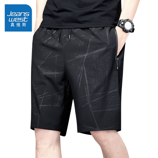 Jeanswest Sommer Ice Silk Shorts Herren 2025 Neue Style Casual Sports Loose Crop Hosen Schnelle trockene Strandhose Großgröße Herrenkleidung B4-31-7022 Solid Color xl