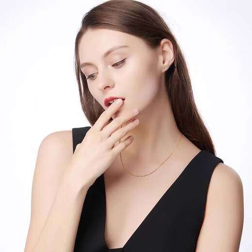 Wanmu pure gold 999 gold necklace gypsophila 24k women's clavicle chain classic versatile gold-plated Valentine's Day gift gypsophila necklace 50cm long 2.81g