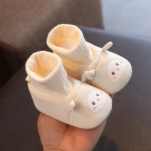 Feiyuejia baby shoes 0-1 years old, autumn and winter, male and female babies, 6-12 months, toddler cotton shoes and socks, soft sole newborn foot covers, bird blue cloth bottom, 1 pair, one size fits all, inner length 12cm, recommended for 6-12 months
