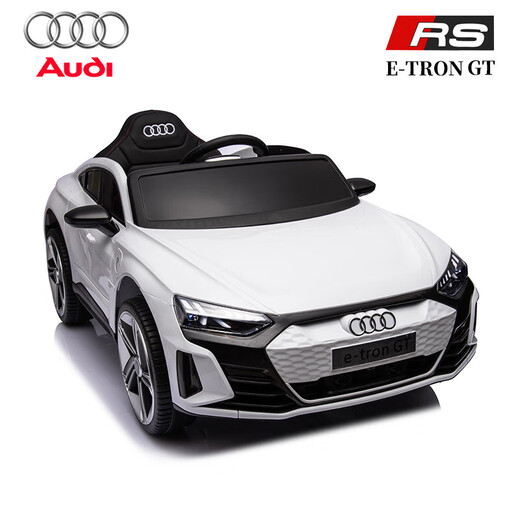 Haireguai Audi genuine authorized children's electric car four-wheel sit-on remote control toy birthday gift for adults, babies and children, painted white/remote control/soft seat, electric drive